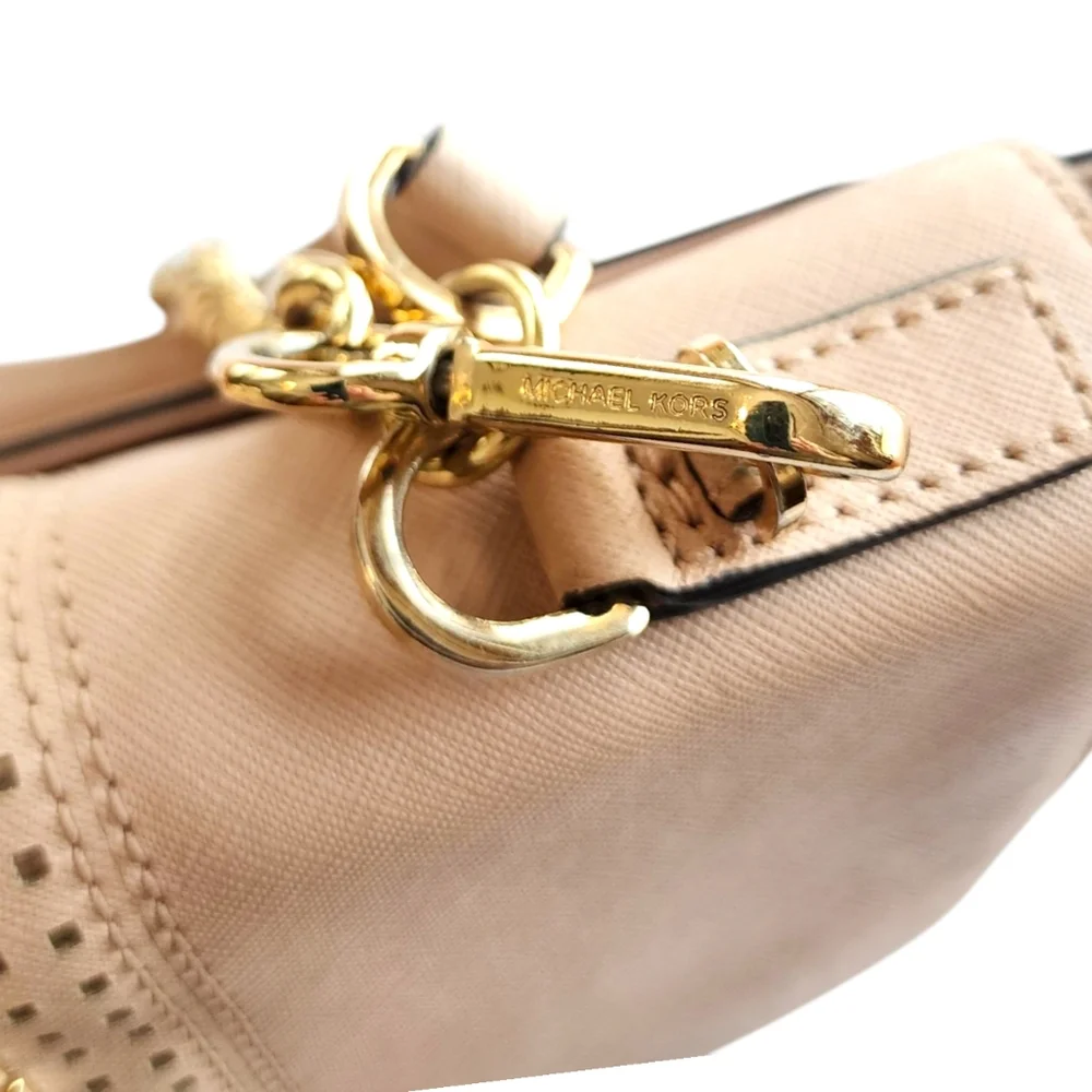 Michael Kors Tina studded shoulder bag in ballet pink saffiano leather